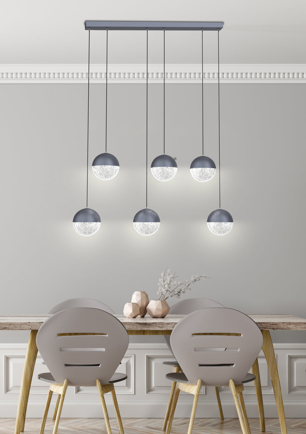 FURNI lampa wisząca 6x5W LED szary 4000k apeti