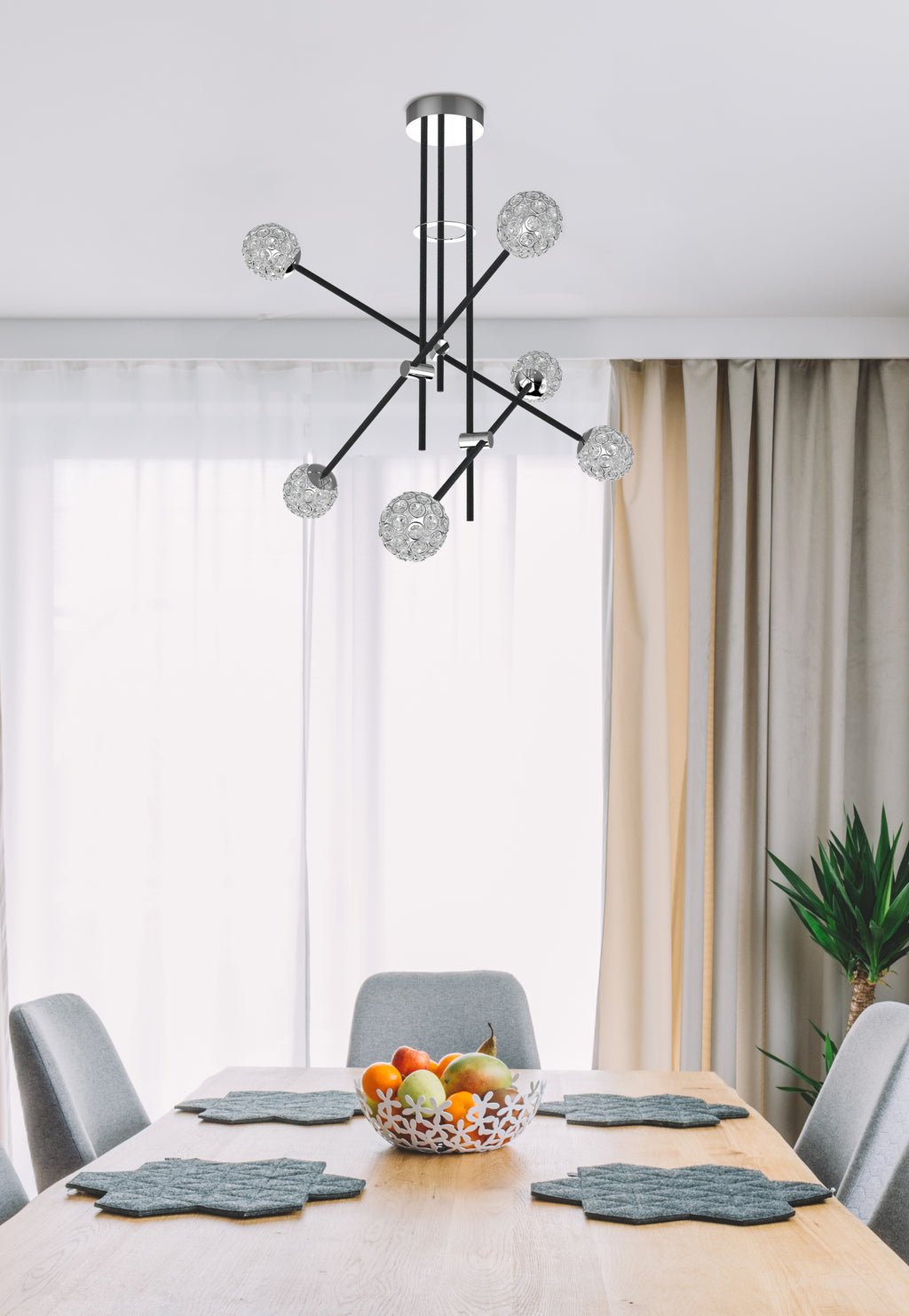 PAKSOS lampa wisząca 6xmax 5W G9 LED czarny apeti