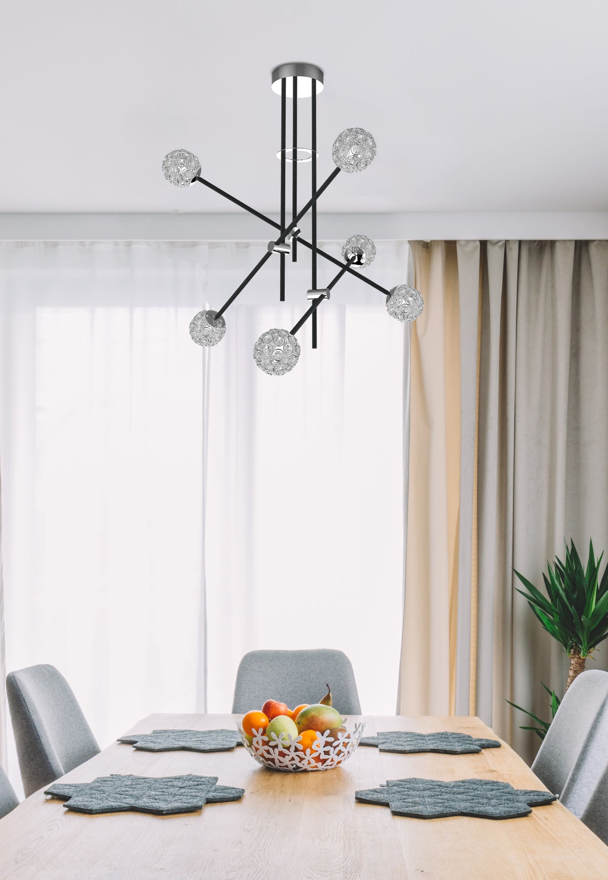 PAKSOS lampa wisząca 6xmax 5W G9 LED czarny apeti