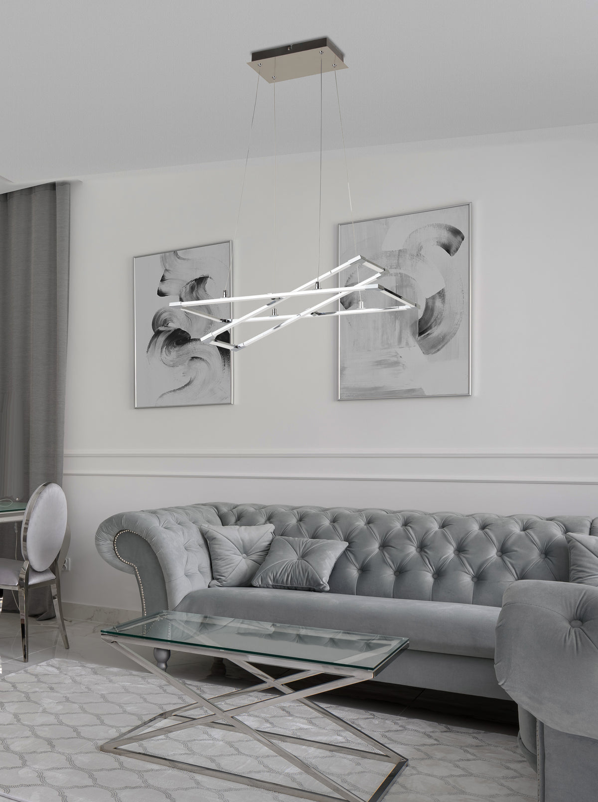 KSEROS lampa wisząca 60x30 35W LED srebrno szary 4000k apeti
