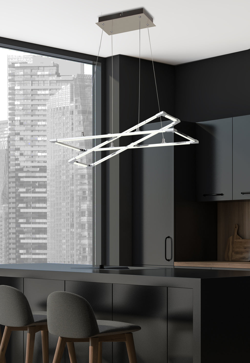KSEROS lampa wisząca 60x30 35W LED srebrno szary 4000k apeti