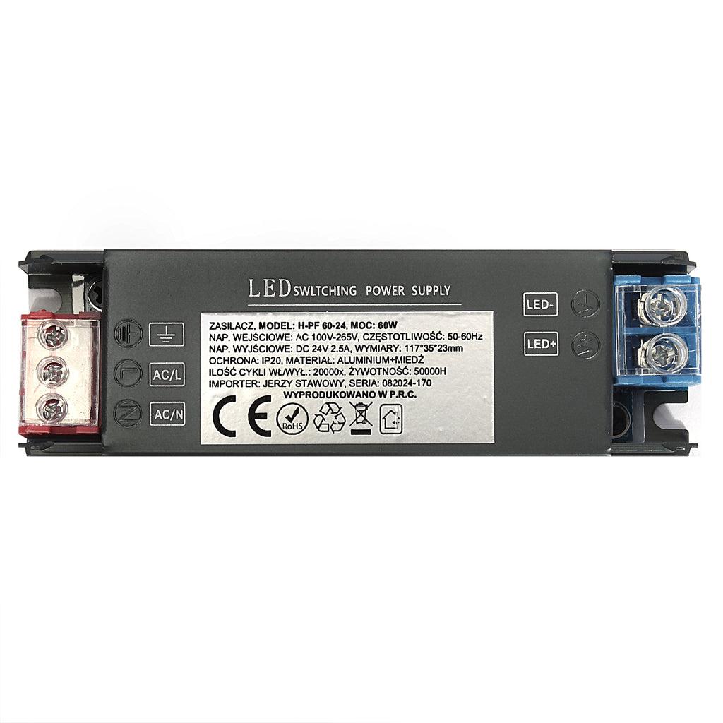 Zasilacz LED H-PF 60-24 60W Czarny