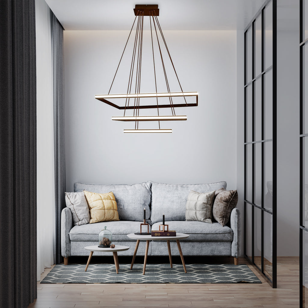 LAMPA LED ŻYRANDOL SUFITOWA + PILOT 116W BRĄZ  DL-F09 MOKKA