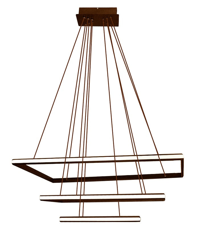 LAMPA LED ŻYRANDOL SUFITOWA + PILOT 116W BRĄZ  DL-F09 MOKKA