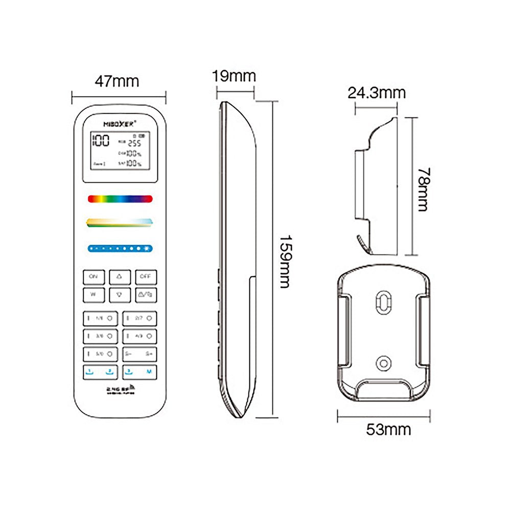 Mi-Light pilot RF 100 strefowy RGB+CCT