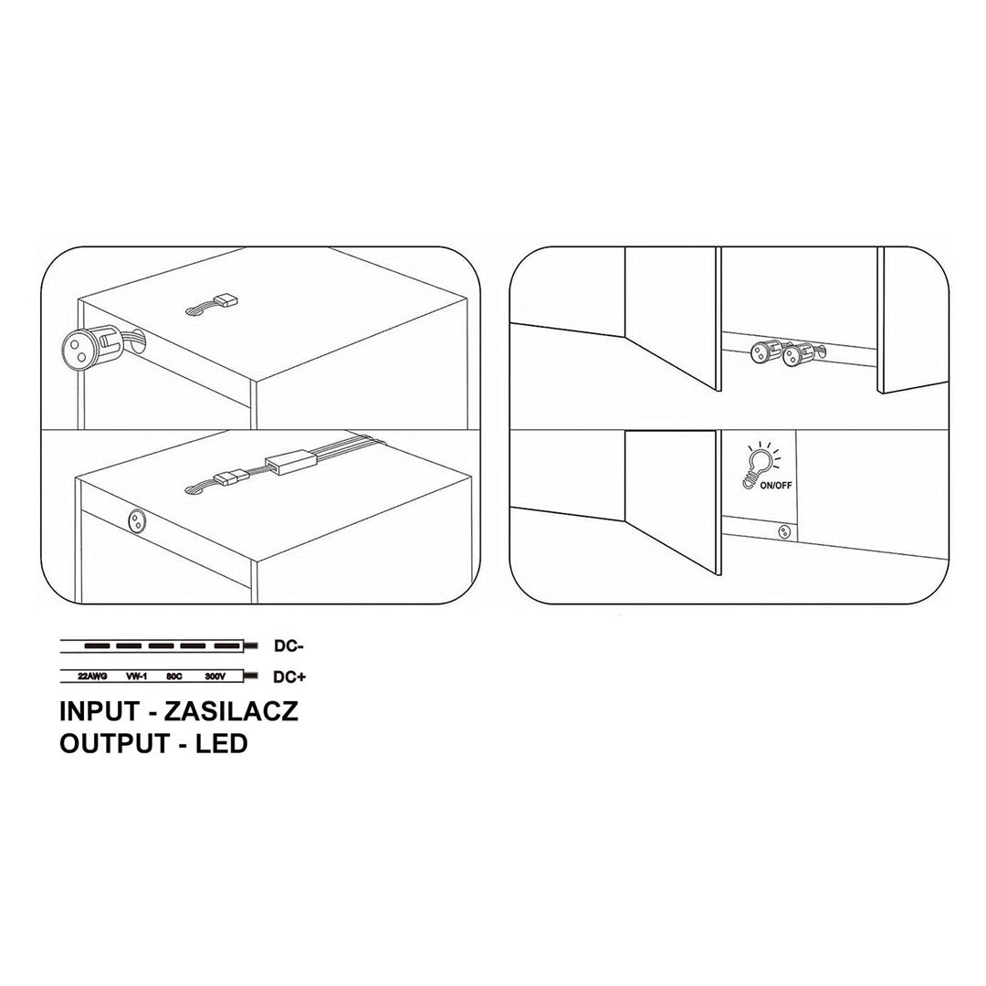 Włącznik sensor podwójny do szaf czarny60/100W 12-24V