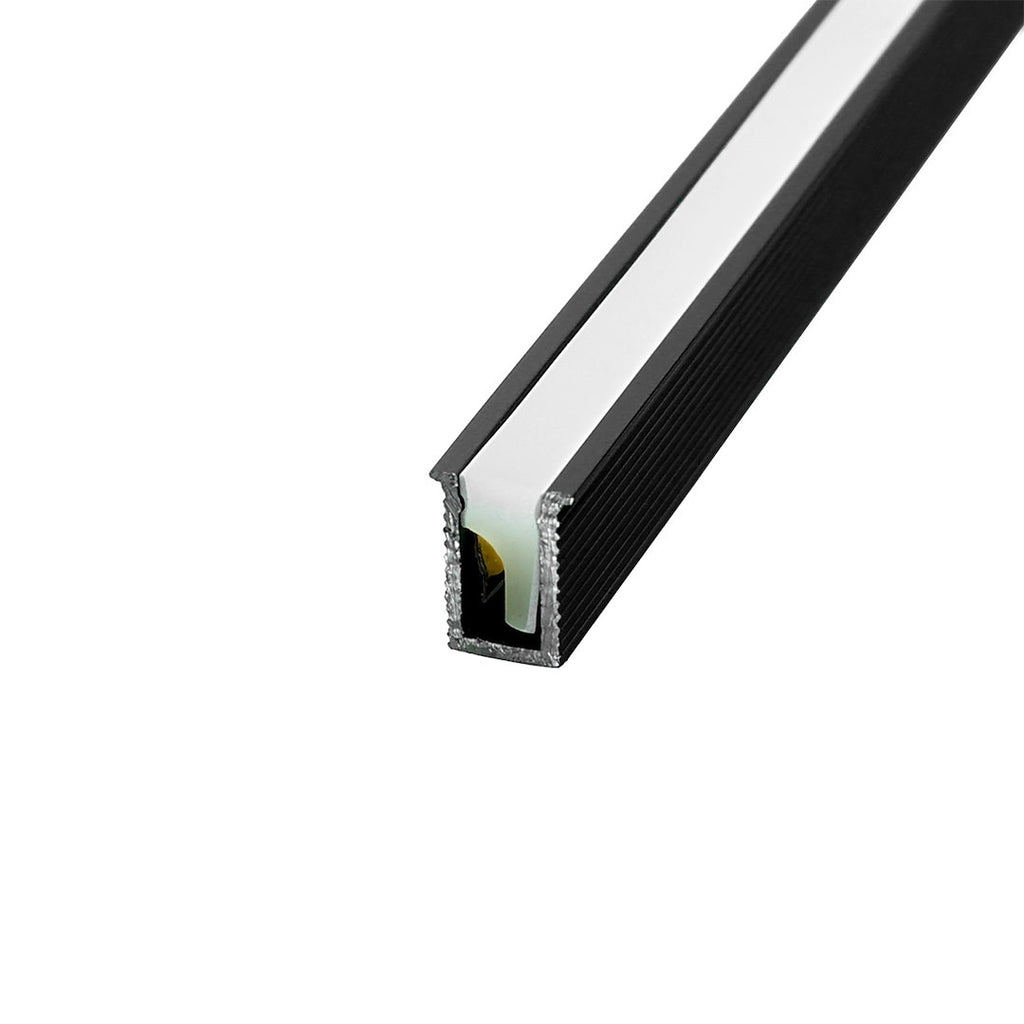 Profil aluminiowy TINY 2m Wpuszczany czarny z silikonową osłoną