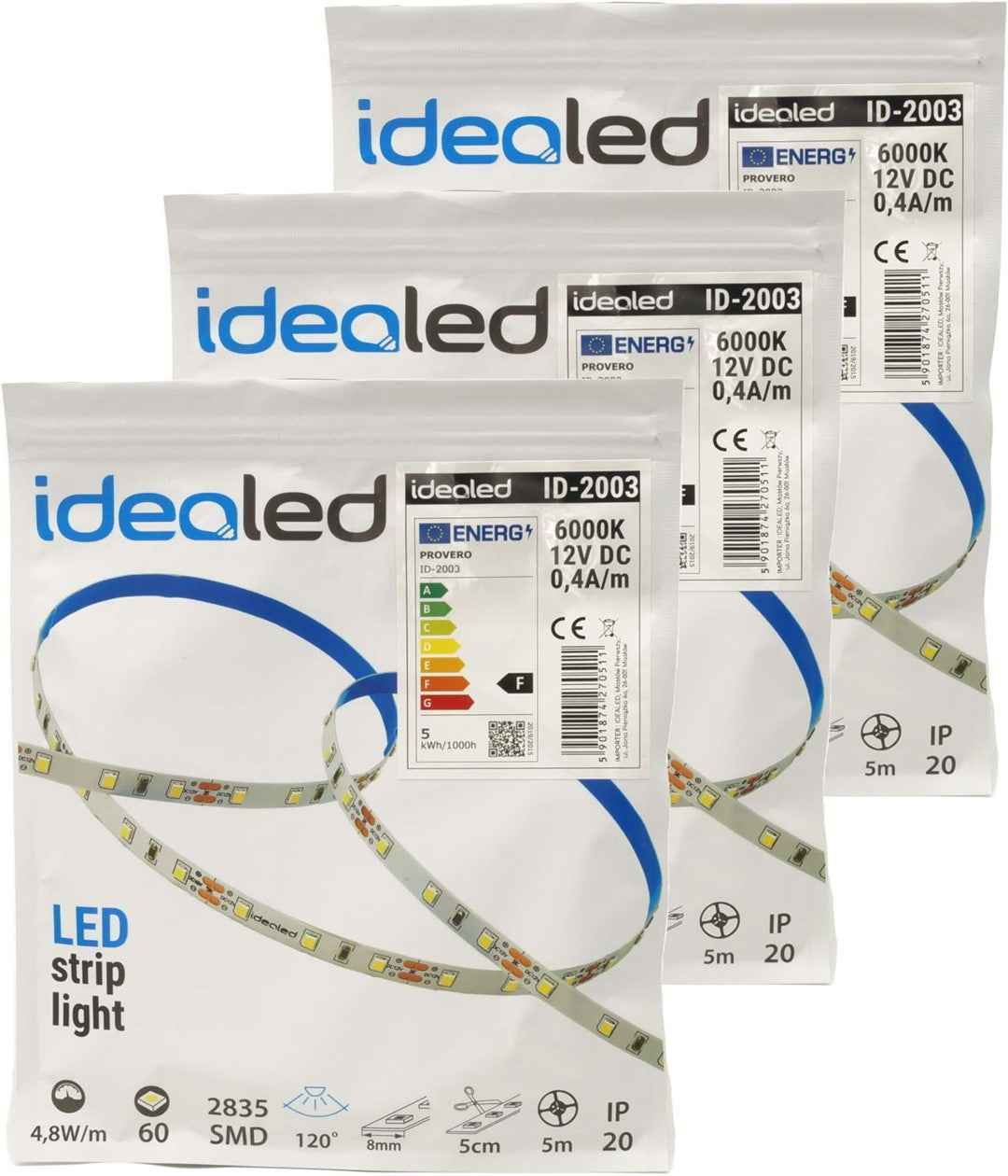 Taśma LED 60 SMD 2835 IP20 - zimna4,8W/m