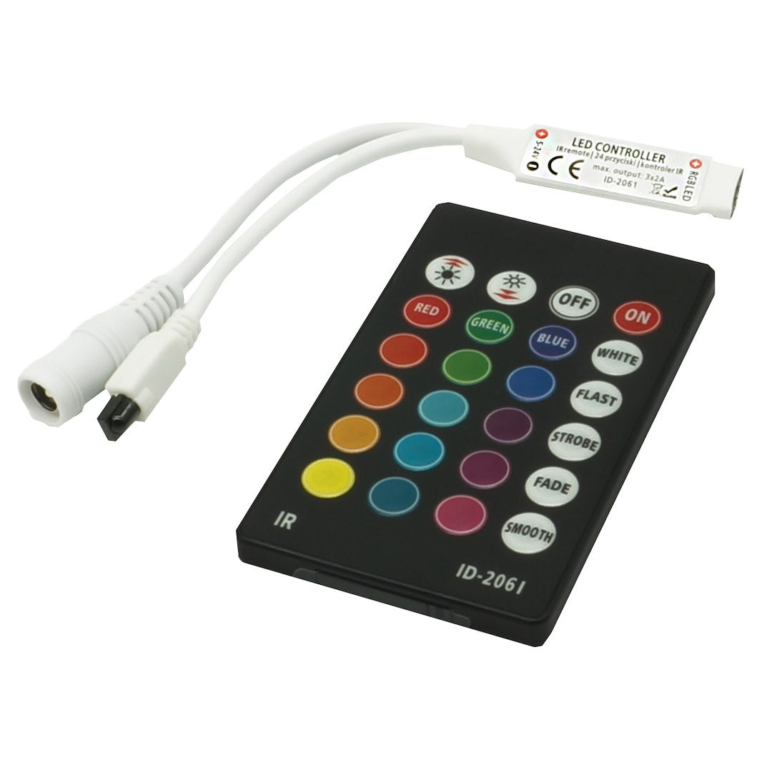 Sterownik IR RGB 24 przyciski 72W mini