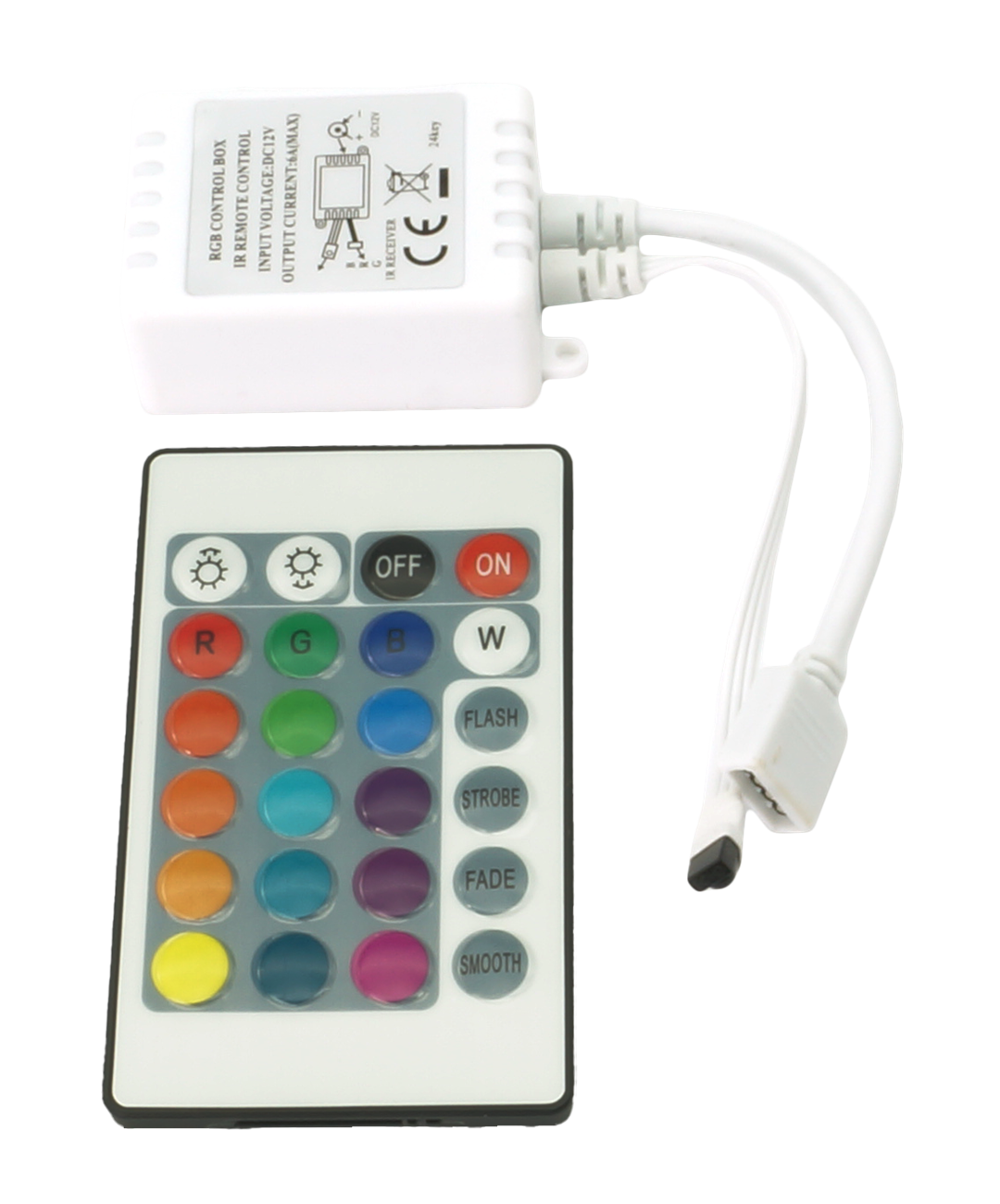 Sterownik IR RGB 24 przyciski 72W biały