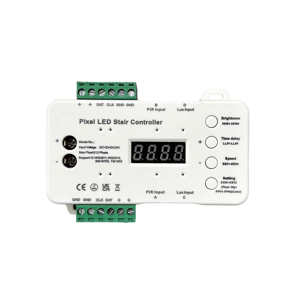 Sterownik schodowy korytarzowy Cyfrowy LED mono/RGB 12-24V Czujnik zmierzchu i 2xPIR