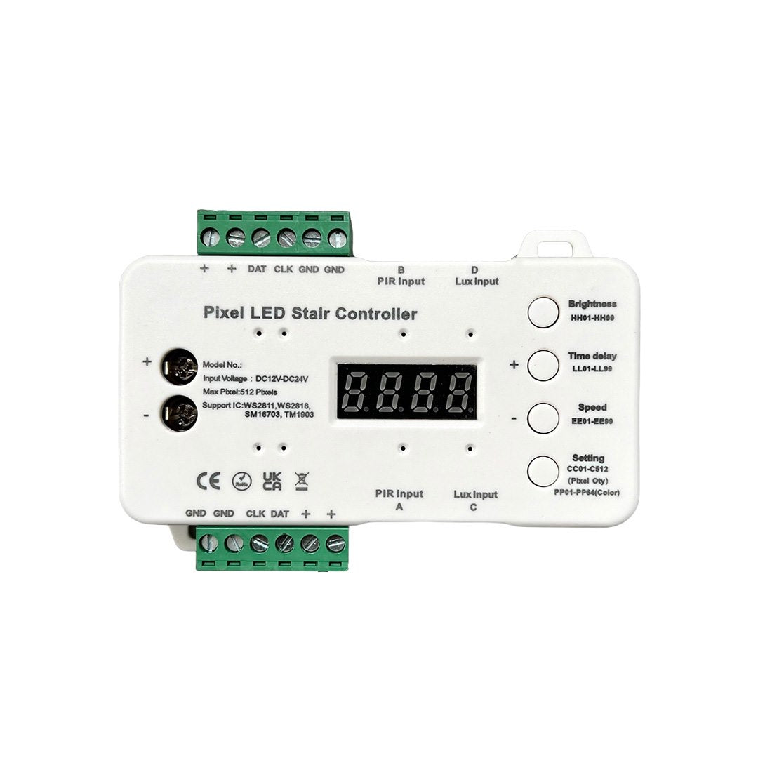 Sterownik schodowy korytarzowy Cyfrowy LED mono/RGB 12-24V Czujnik zmierzchu i 2xPIR