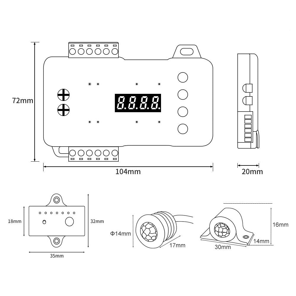 Sterownik schodowy korytarzowy Cyfrowy LED mono/RGB 12-24V Czujnik zmierzchu i 2xPIR