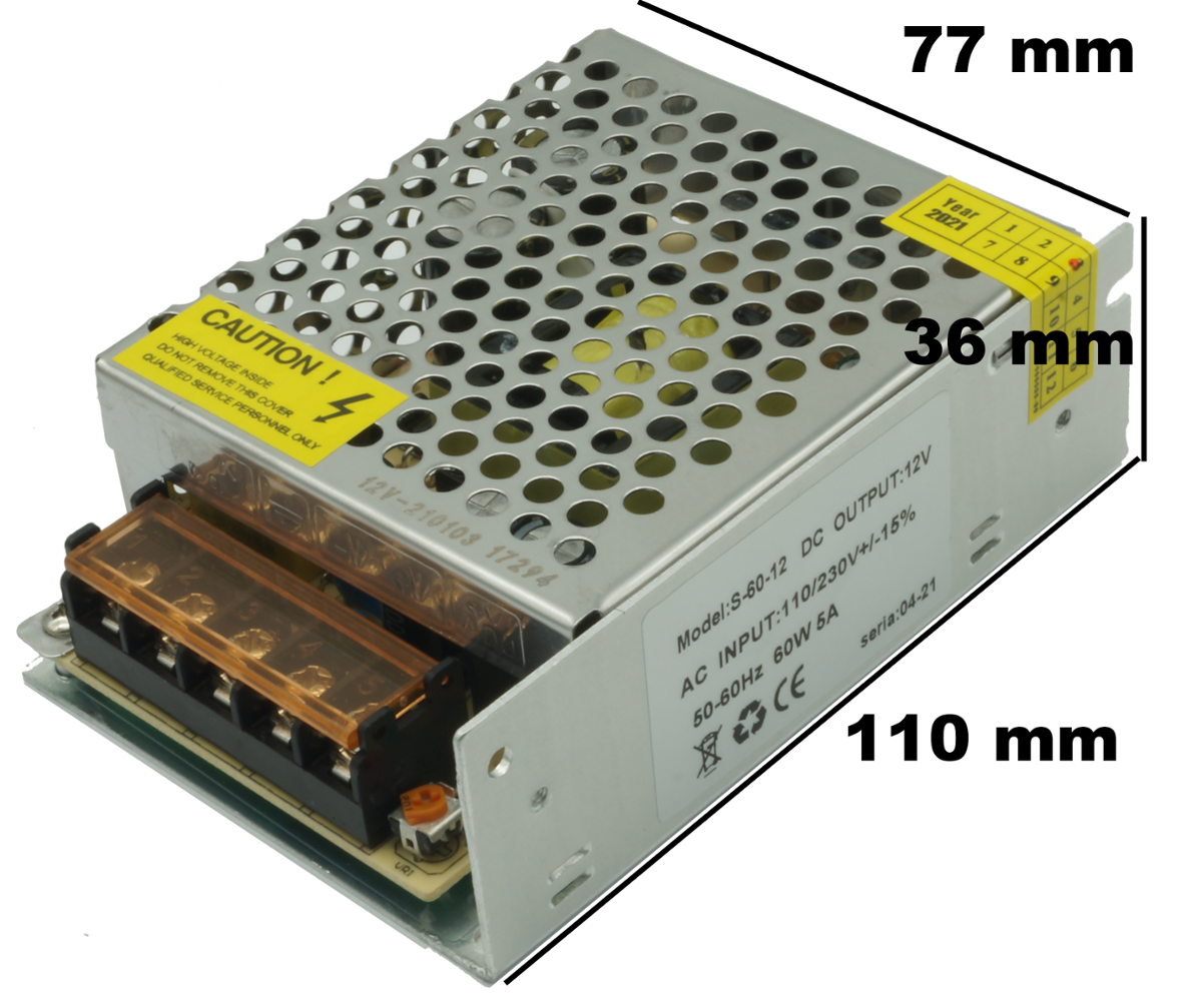 Komp. zasilania 12V DC IP20 5A 60   W