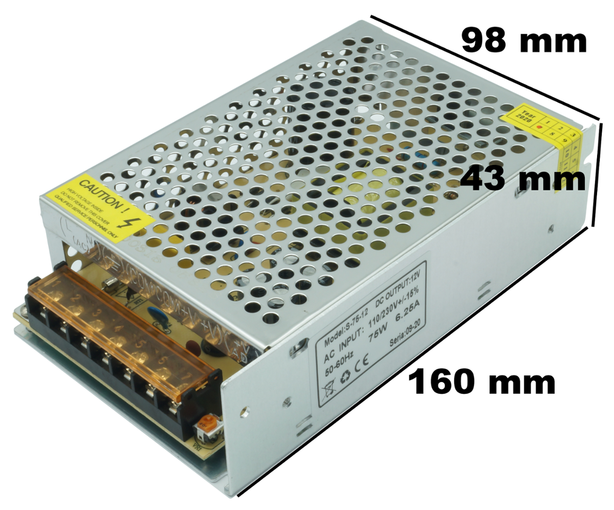 Komp. zasilania 12V DC IP20 6,25A 75W