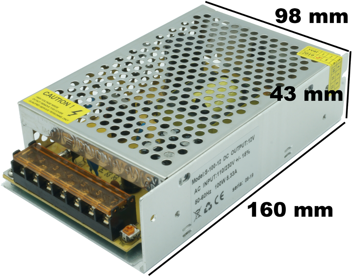 Komp. zasilania 12V DC IP20 8,33A 100W
