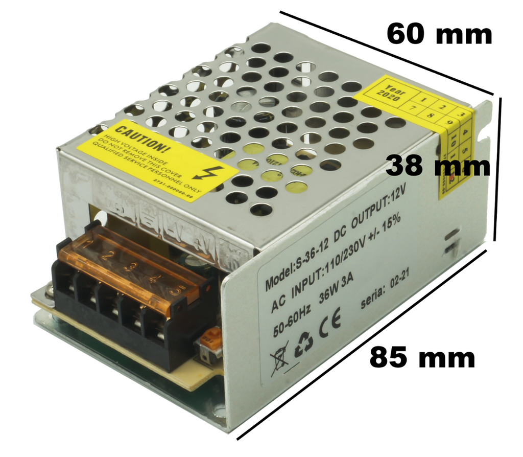 Komp. zasilania 12VDC IP20 3A 36W