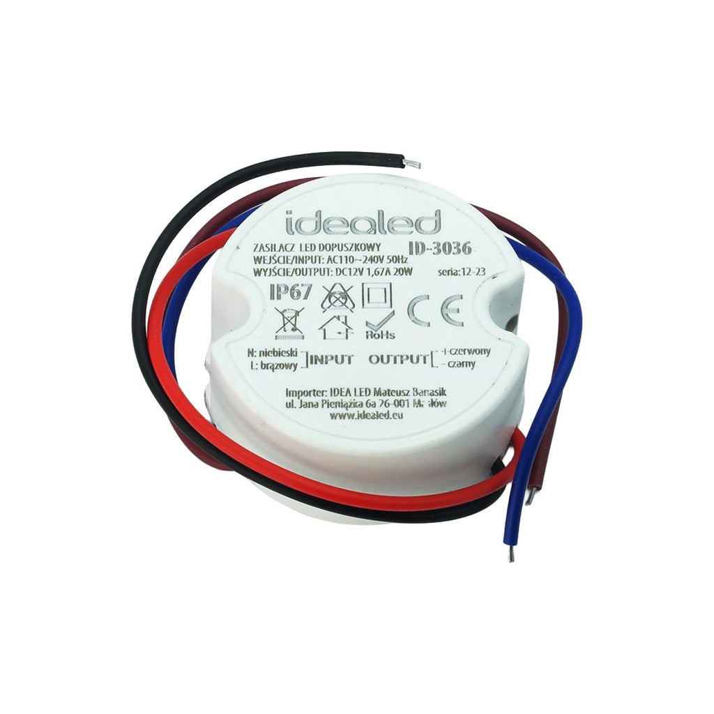 Komp. zasilania do puszki 1,67A 20Wwodoodporny 12V DC