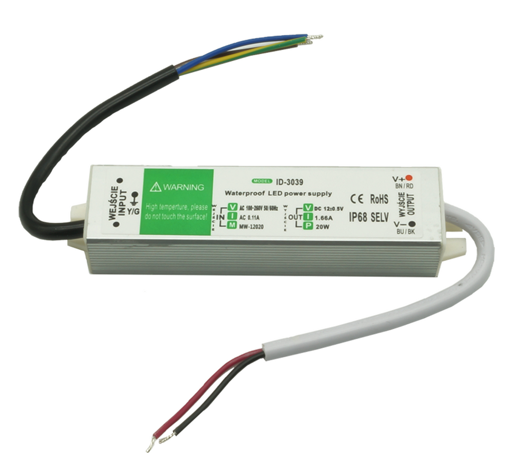Komp. zasilania wodoodp. IP67 1,67A 20W 12V DC