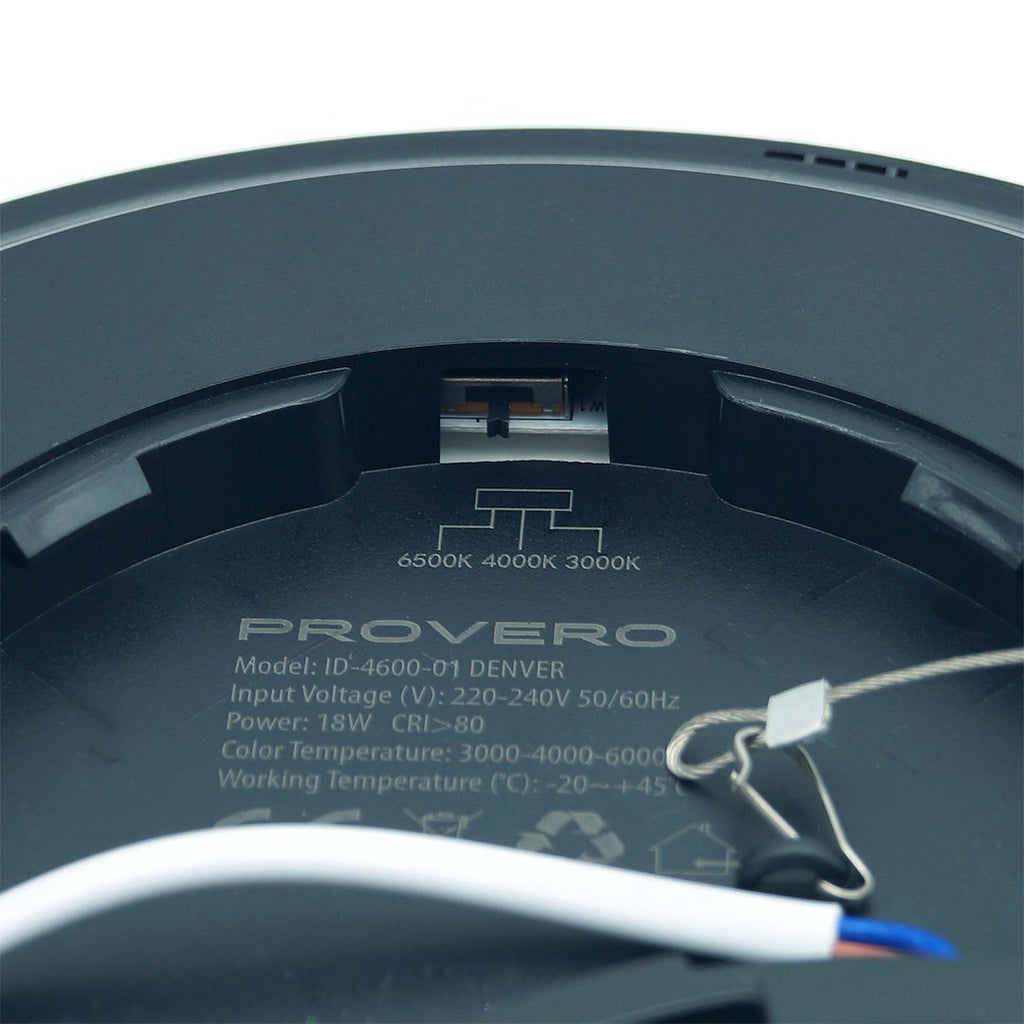 Plafon LED DENVER 18W IP20 3CCT 22CM 3000/4000/6000K czarny