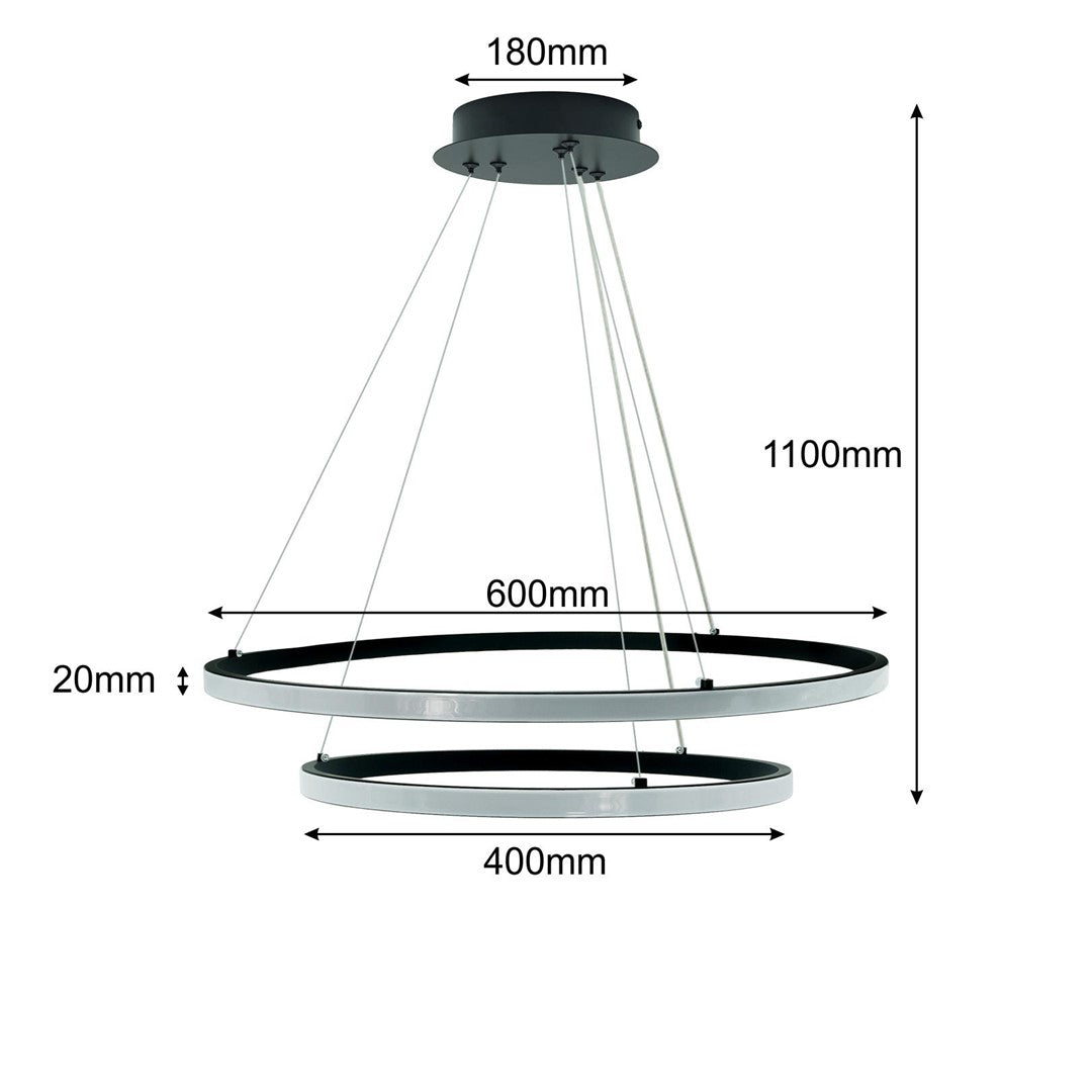 Plafon LED Center zwis 60W Czarny 4000K