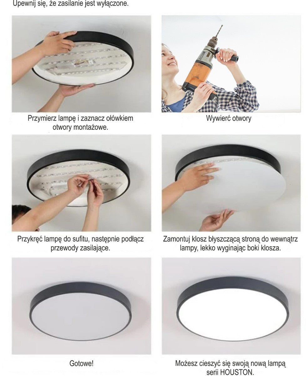 Plafon LED HOLLYWOOD 60W 4000K czarny