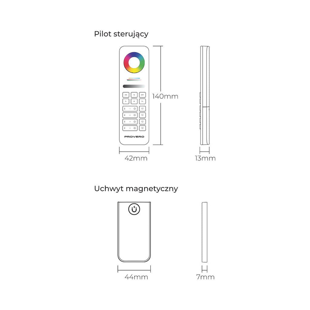 Pilot Mono/CCT/RGB/RGBW/RGBCCT czarny PROVERO
