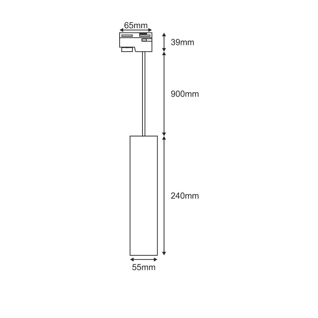 Tuba wisząca na szynoprzewód 240x55czarna TRACTUS ROPE SLIM