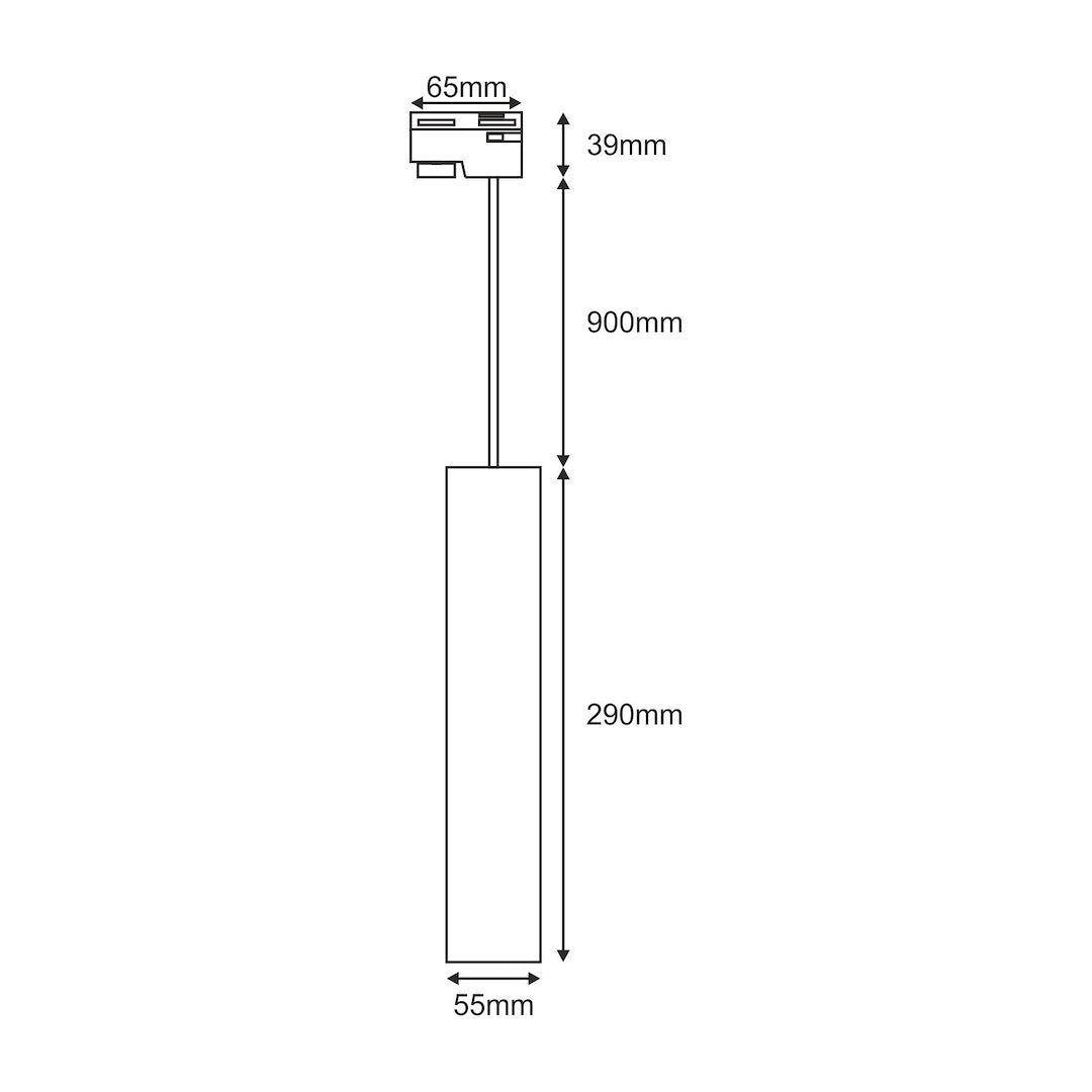 Tuba wisząca na szynoprzewód 290x55czarna TRACTUS ROPE SLIM