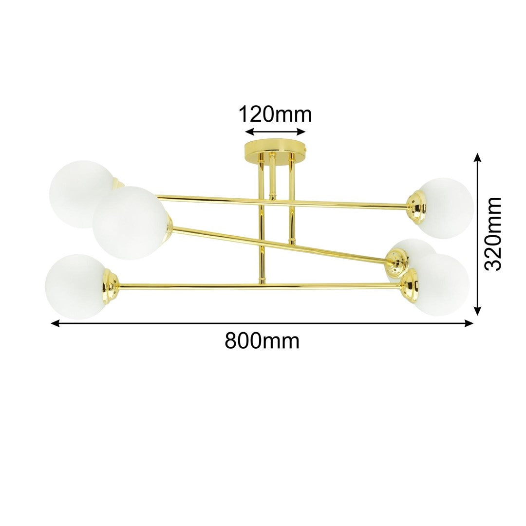 Oprawa sufitowa 6xE27 PALLE Gold