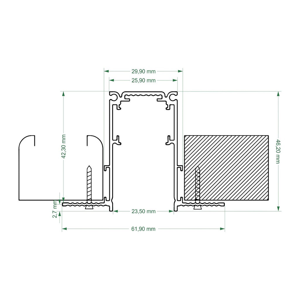 Szyna magnetyczna typ podtynkowa 2,95M czarny