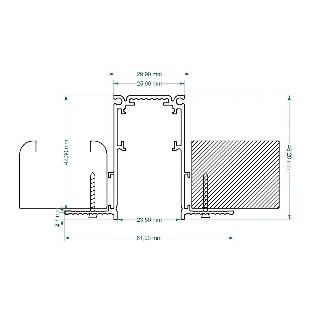 Szyna magnetyczna typ podtynkowa 2,95M czarny
