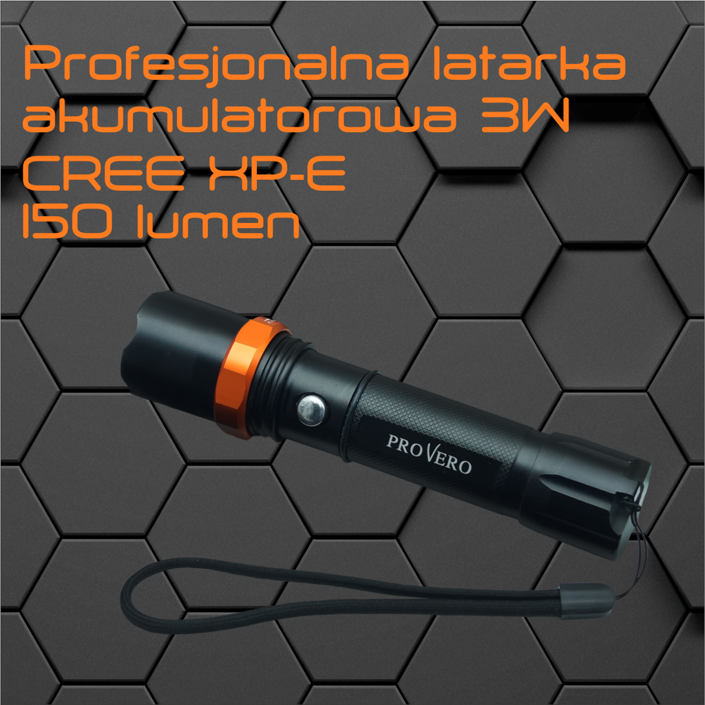 Latarka LED ZOOM 3W + uchwyt rowerowy
