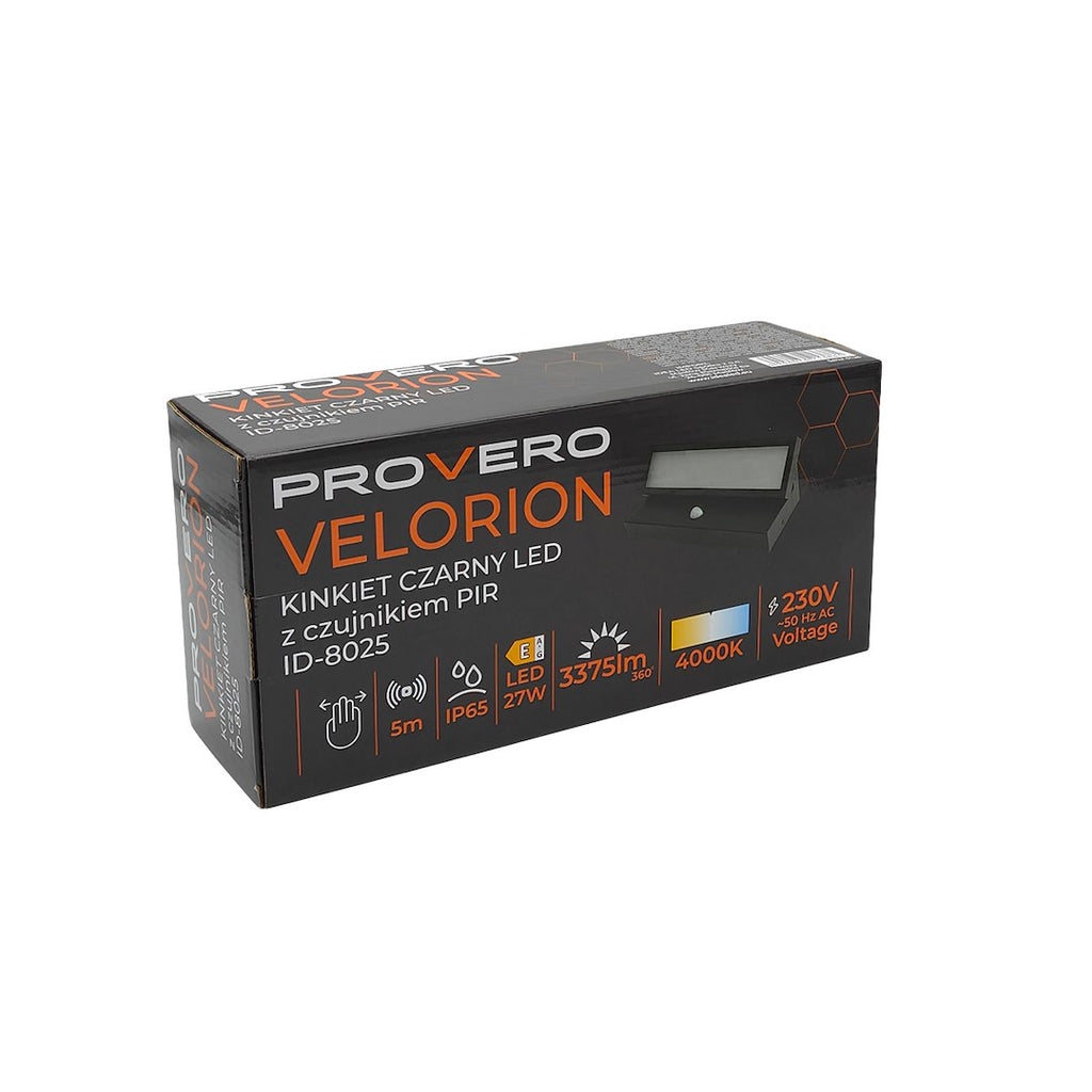 Kinkiet Velorion 27W czarny 4000K regulowany PIR