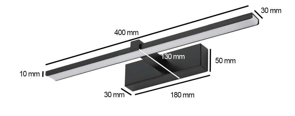 Lampa nad lustro VENUS 8W 40cm czarna 4200K