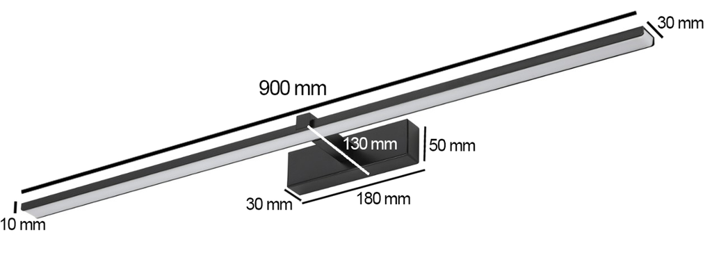 Lampa nad lustro VENUS 18W 90cm czarna4200K