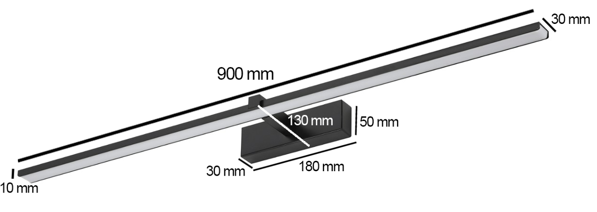 Lampa nad lustro VENUS 18W 90cm czarna4200K