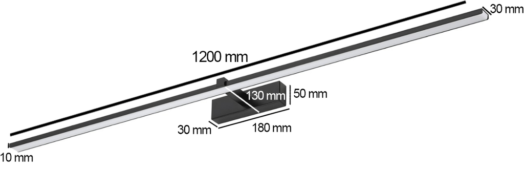 Lampa nad lustro VENUS 24W 120cm czarna4200K