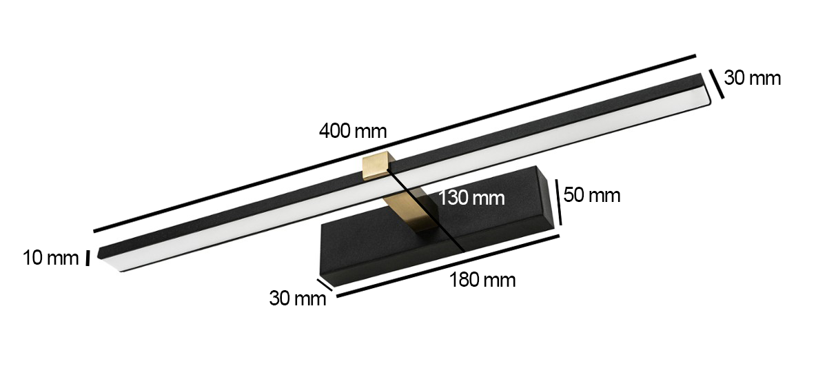 Lampa nad lustro VENUS 8W 40cm cz-złota4200K