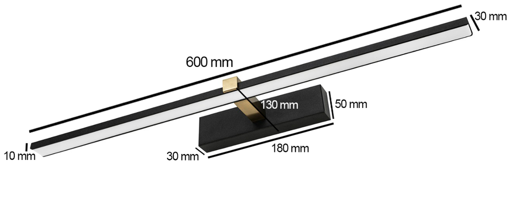 Lampa nad lustro VENUS 12W 60cm cz-złota4200K