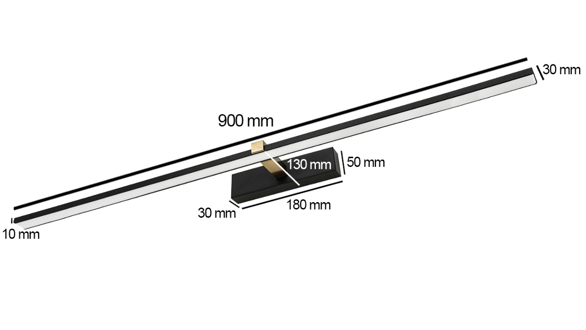 Lampa nad lustro VENUS 18W 90cm cz-złota 4200K