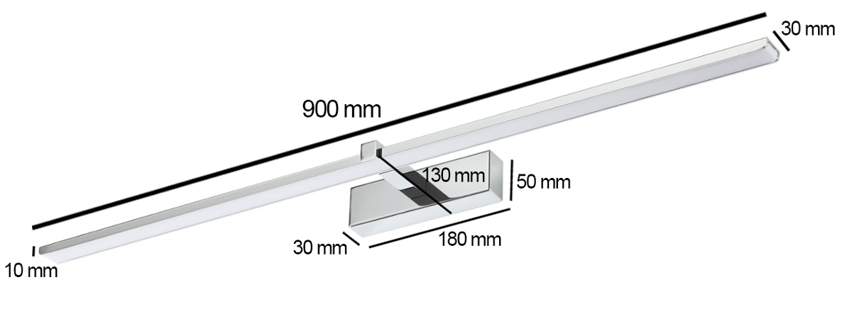 Lampa nad lustro VENUS 18W 90cm chrom4200K