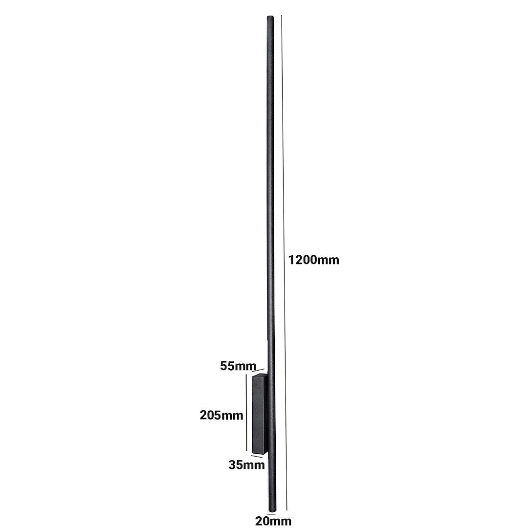 Kinkiet ścienny LUNA CCT IP54 18W 120 cm czarny