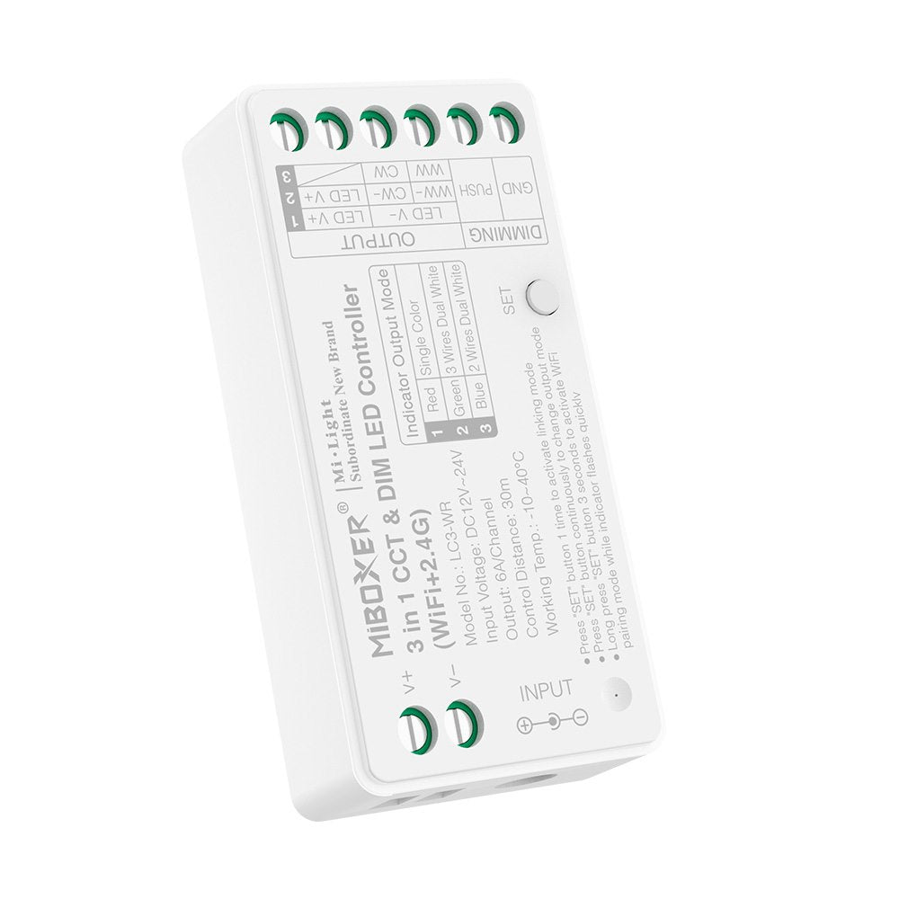 Odbiornik taśm LED MONO/CCT 2 przewody, (WiFi+2,4GHz) 10A