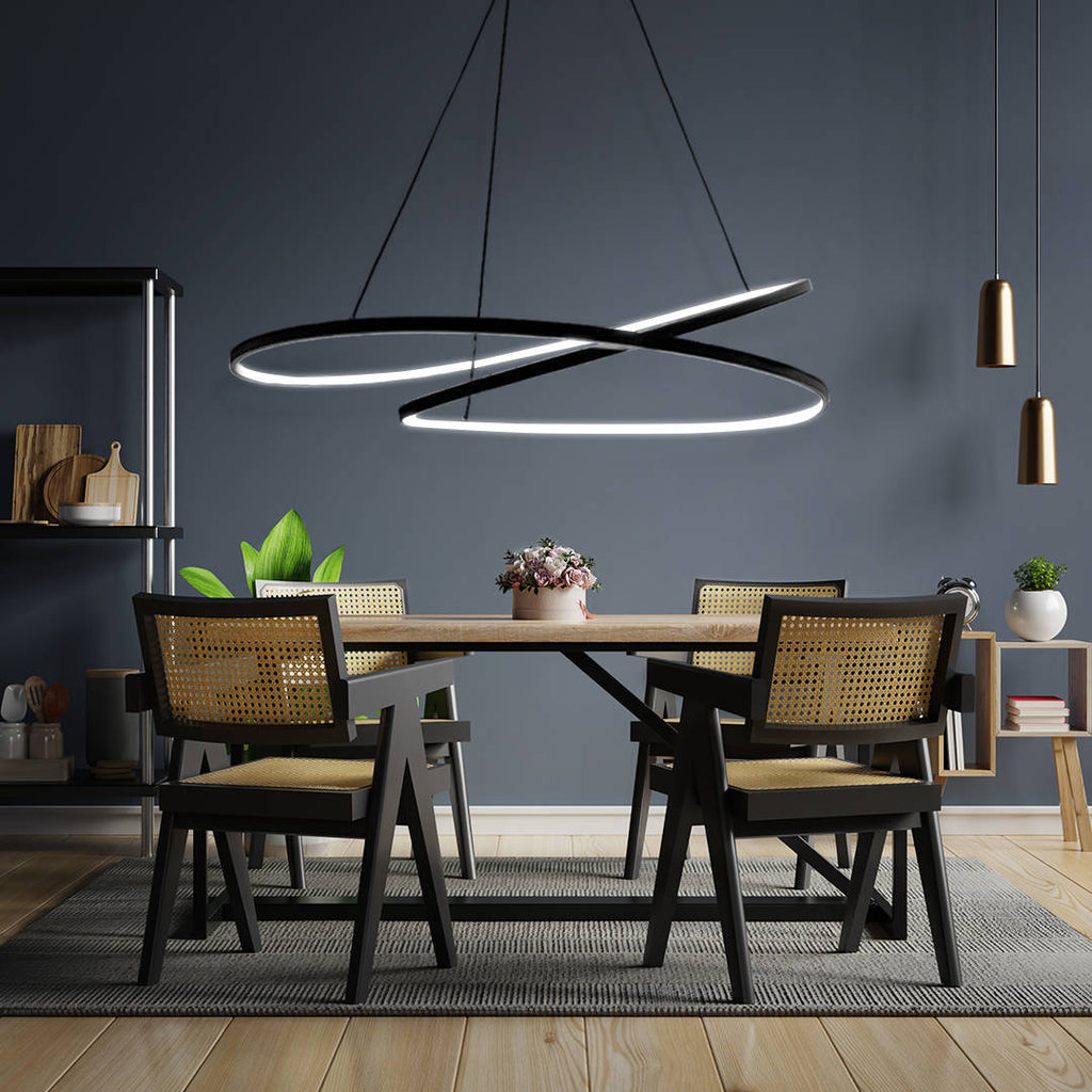Lampa dekoracyjna wisząca led 122w czarna DL-I09 + Pilot MONA XL