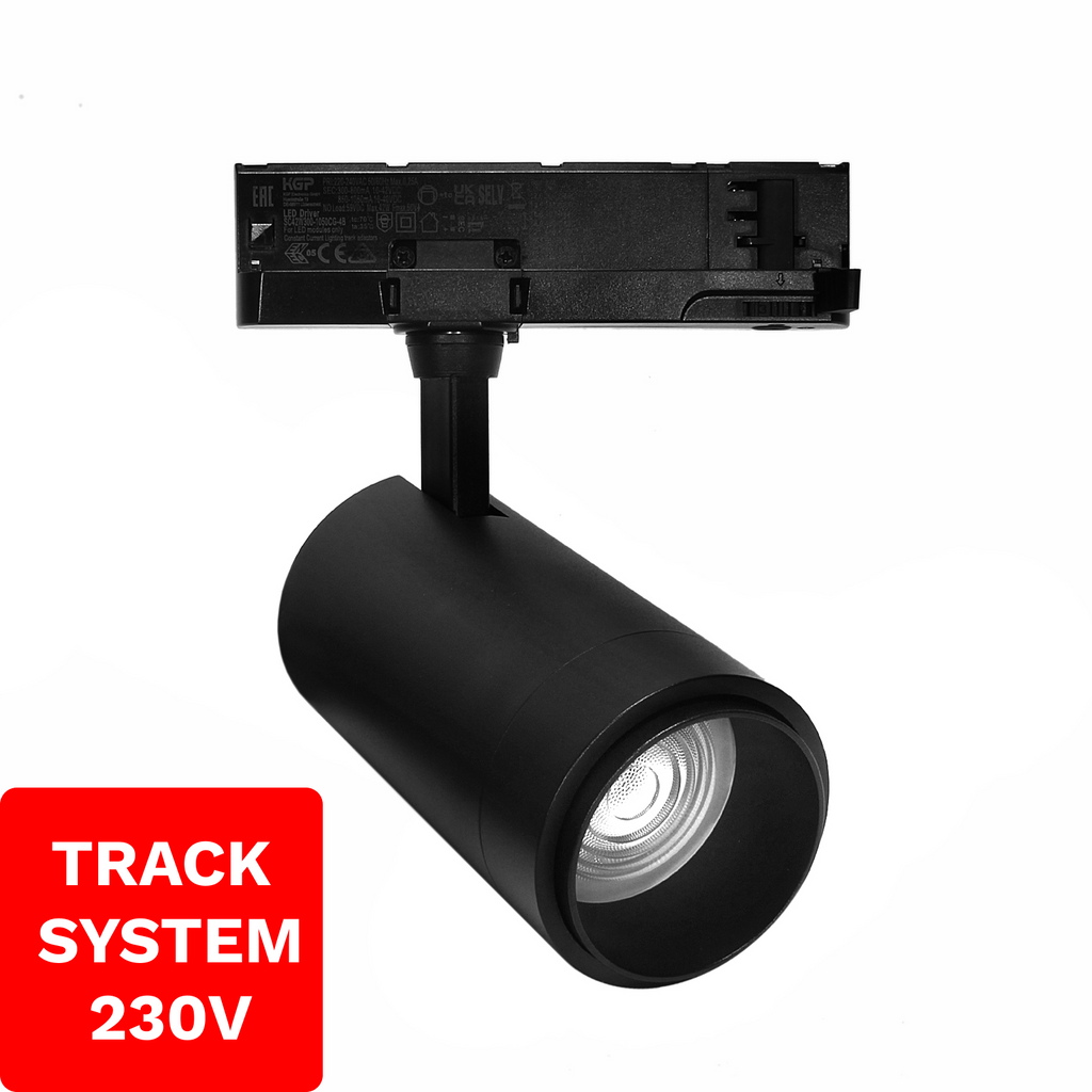 Reflektor Szynowy Zoom TRACK SYSTEM DD-04 230V 10W-30W 3000K Czarny 3 Fazowy 230V