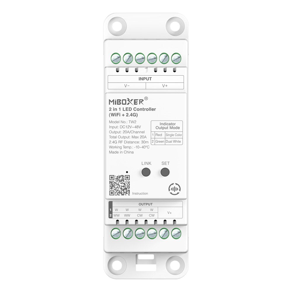 Sterownik TW2 WiFi 2.4G 20A 2in1 MONO/CCT na szynę DIN