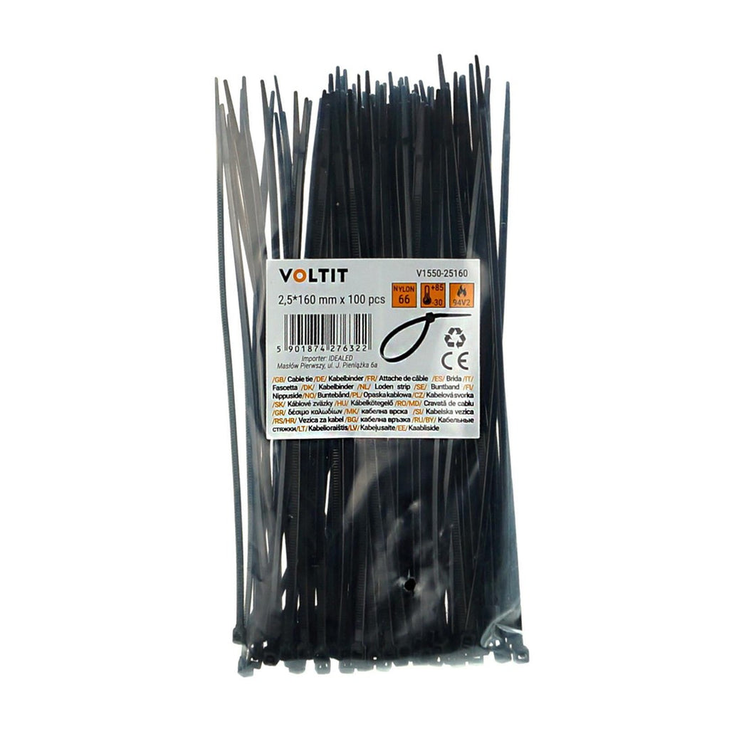 Opaska kablowa 2,5*160 nylon 66 czarna