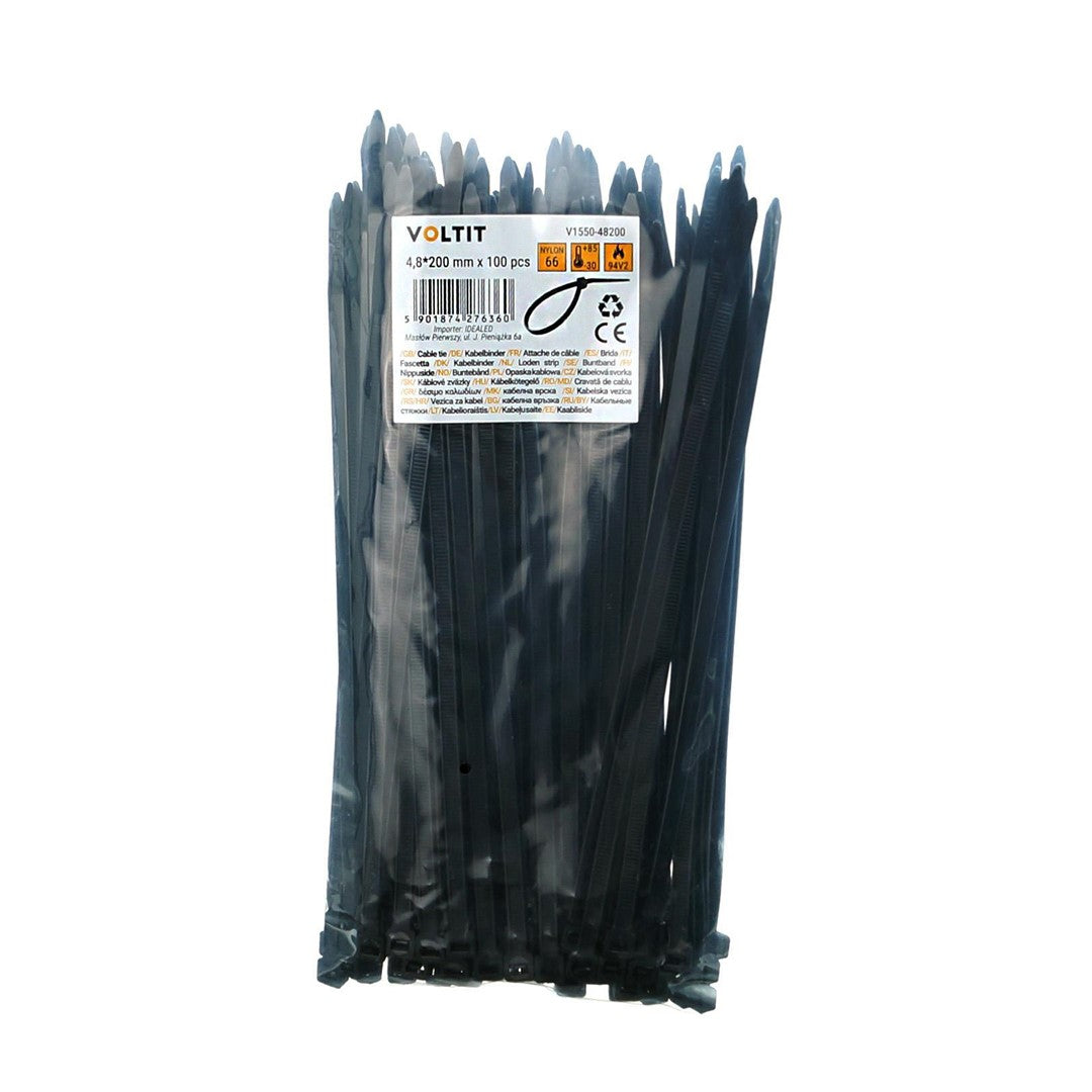 Opaska kablowa 4,8*200 nylon 66 czarna